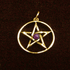 14k Gold Pentacle Pendant w/ Gemstone 14k Gold Pentacle Pendant w/ Gemstone
